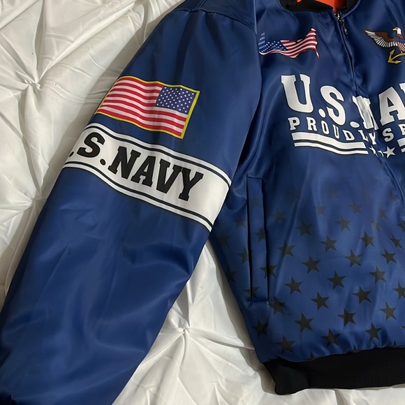 U.S. Navy Veteran Blue Bomber Jacket Size 2XL - Picture 7 of 12